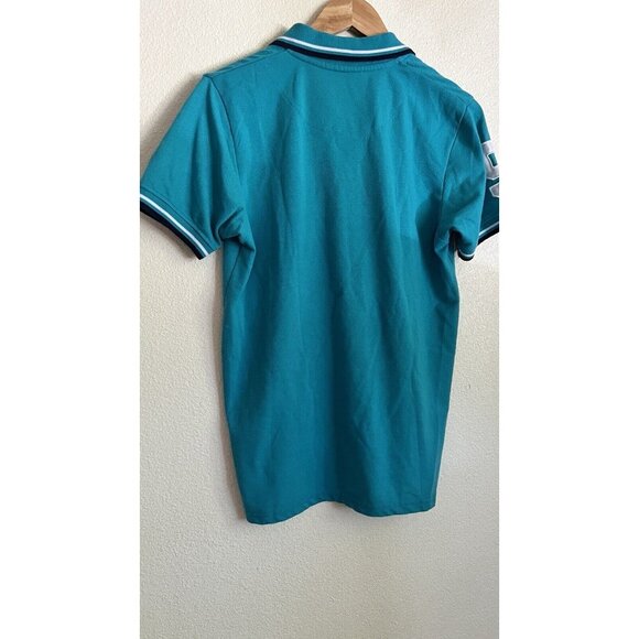 Men's Polo Franky Max Shirt Big Pony Number 9 Size Medium Teal White Embroidery - Picture 4 of 6
